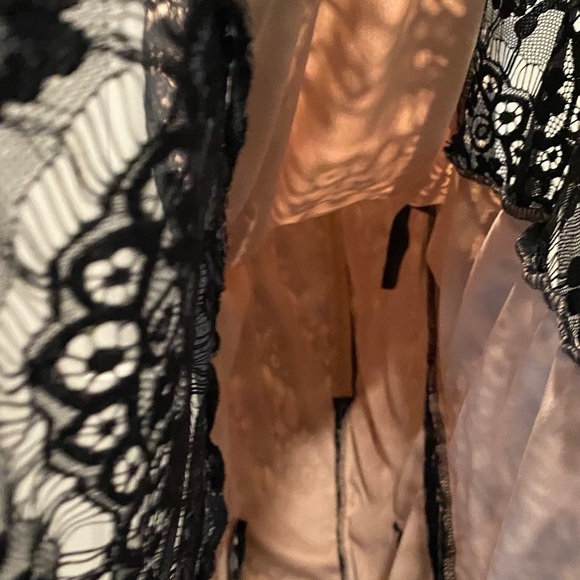 Betsy & Adam Black & Tan Lace Maxi Dress | Formal Evening Gown - Picture 12 of 12